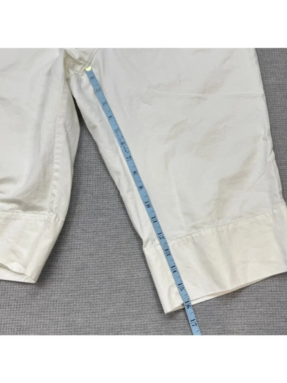 New York Company Capri Pants Womens Size 14 Off-White Slit Cuff High Rise Cotton